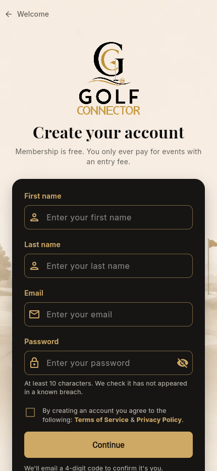 Registration form