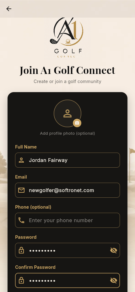 Registration form filled