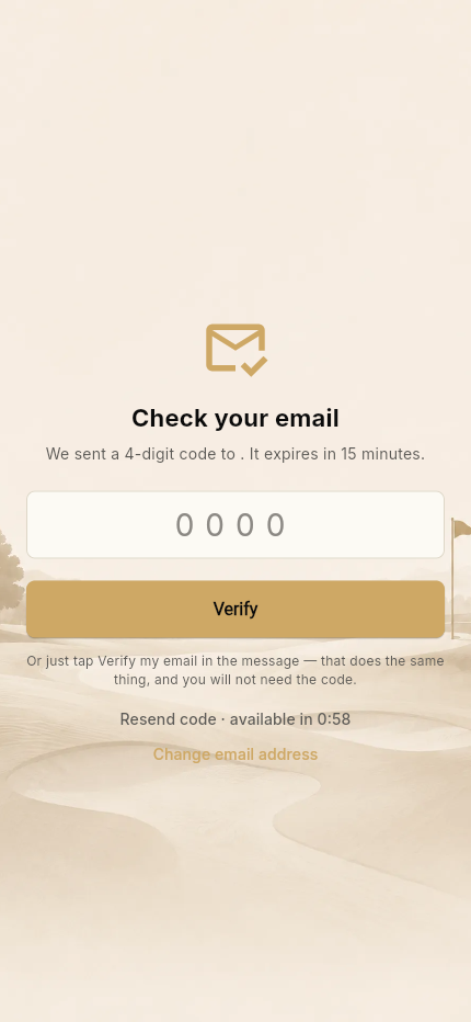 Verify email screen