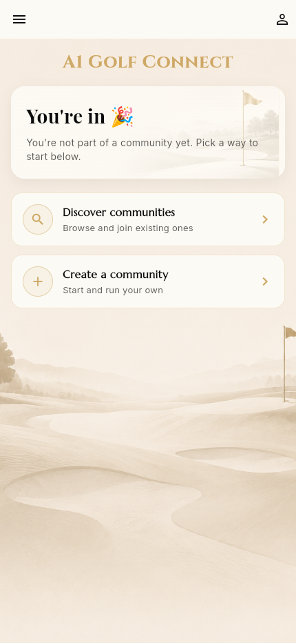 New user dashboard
