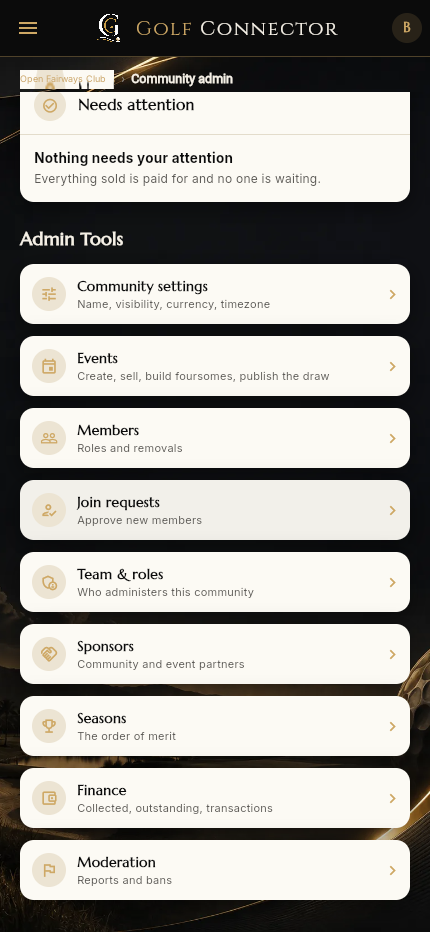 Admin dashboard